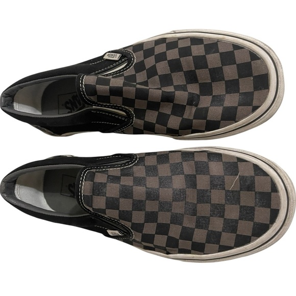 Vans Off The Wall Checkerboard Slip On Mens 10.5 Sneakers Black Gray - Picture 8 of 15